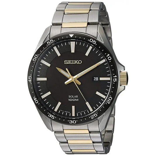 Seiko Men’s Analog Solar 100m Two Tone Stainless Steel Watch
