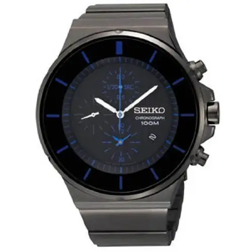 Seiko Men’s Chronograph Black & Blue Stainless Steel Watch