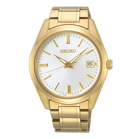 Seiko Men’s Essentials Quartz 100m White Dial Gold Stainless
