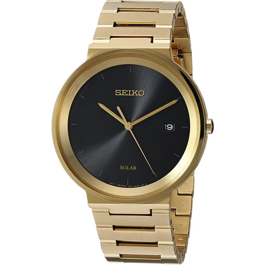 Seiko Men’s Essentials Solar Black Dial Gold Tone Stainless