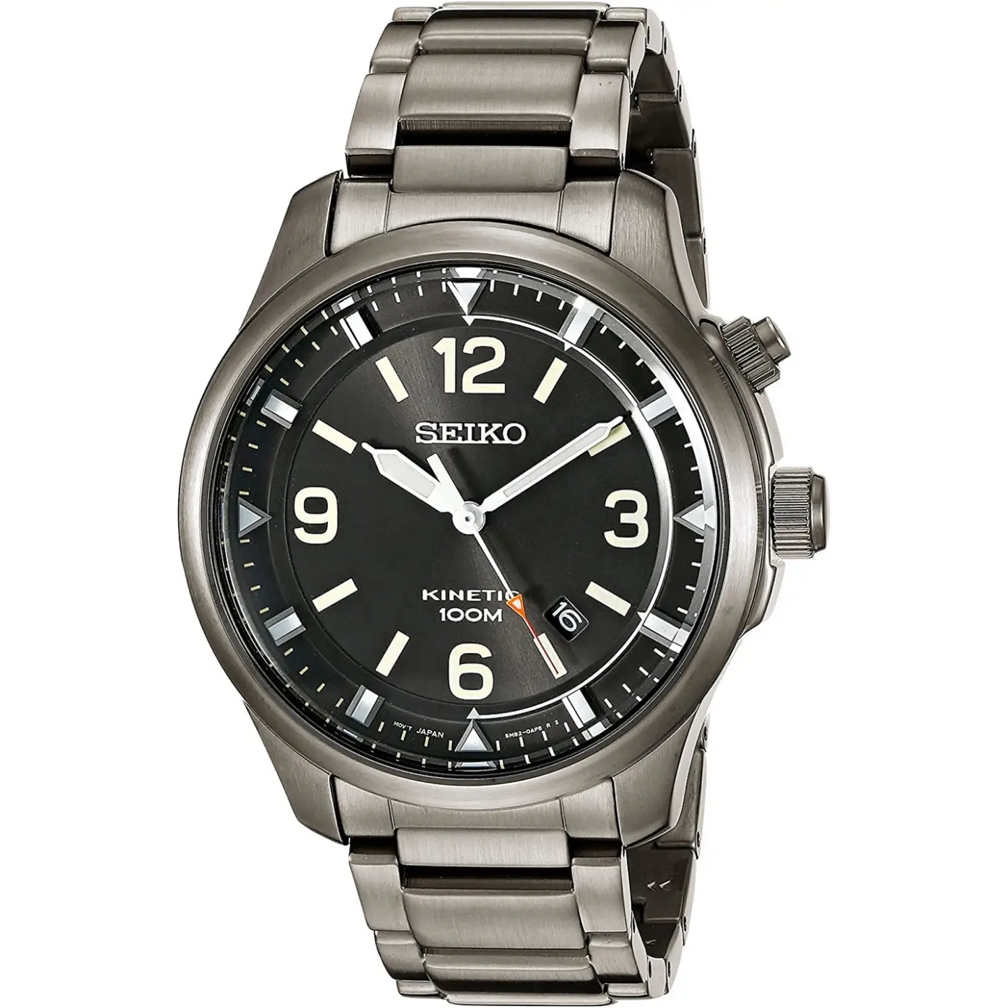 Seiko Men’s Kinetic 100m Stainless Steel Black Ion Plated