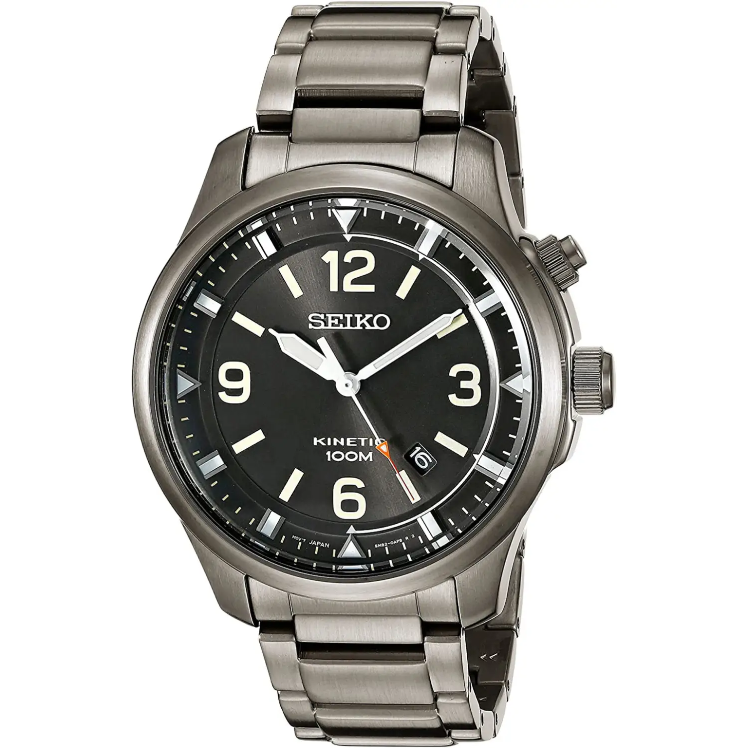 Seiko Men’s Kinetic 100m Stainless Steel Black Ion Plated