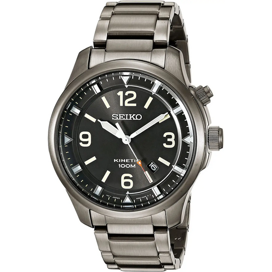 Seiko Men’s Kinetic 100m Stainless Steel Black Ion Plated