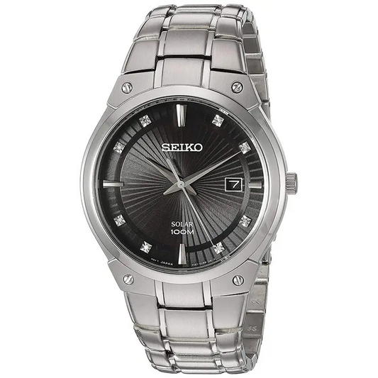 Seiko Men’s Solar 100m Diamonds Stainless Steel Watch SNE429