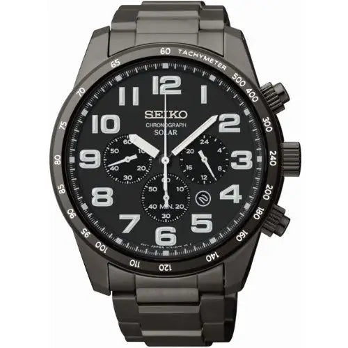 Seiko Men’s Solar Chronograph Black Ion-Plated Stainless