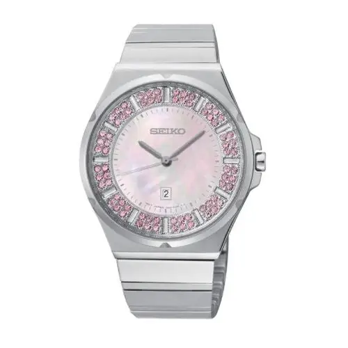 Seiko SXDG13 Pink Dial Stainless Steel Ladies Watch -