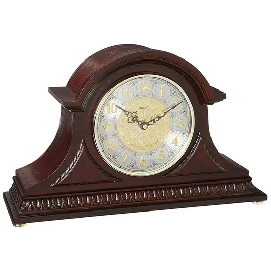 Seiko Tambour Analog Quartz Solid Oak Case Chiming Mantel