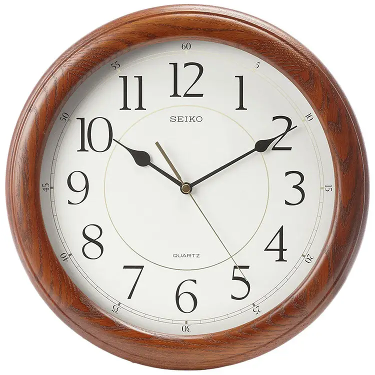 Seiko Wall Clock Quiet Sweep Second Hand Dark Brown Solid