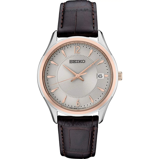Seiko Women Essentials Quartz Stainless Steel/Brown Leather