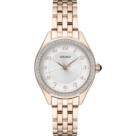 Seiko Women Essentials Quartz White Dial Rose Gold Stainless