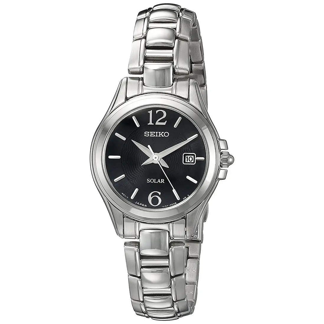 Seiko Women’s Analog Solar Date Stainless Steel Watch SUT249