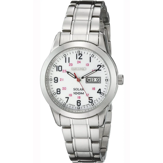 Seiko Women’s Analog Solar Day/Date White Dial Stainless