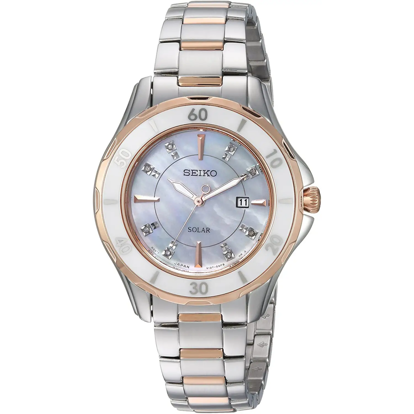Seiko Women’s Diamond Solar Quartz Stainless Steel Casual