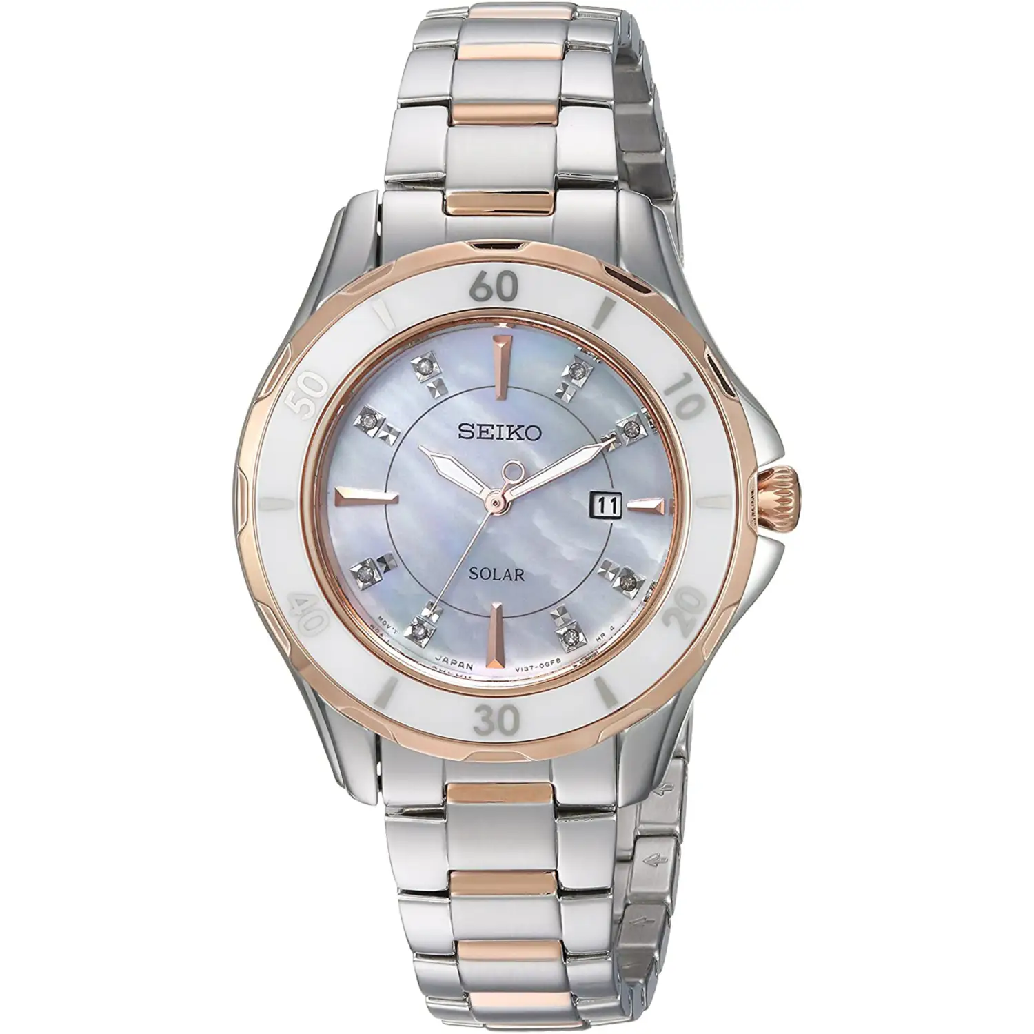Seiko Women’s Diamond Solar Quartz Stainless Steel Casual