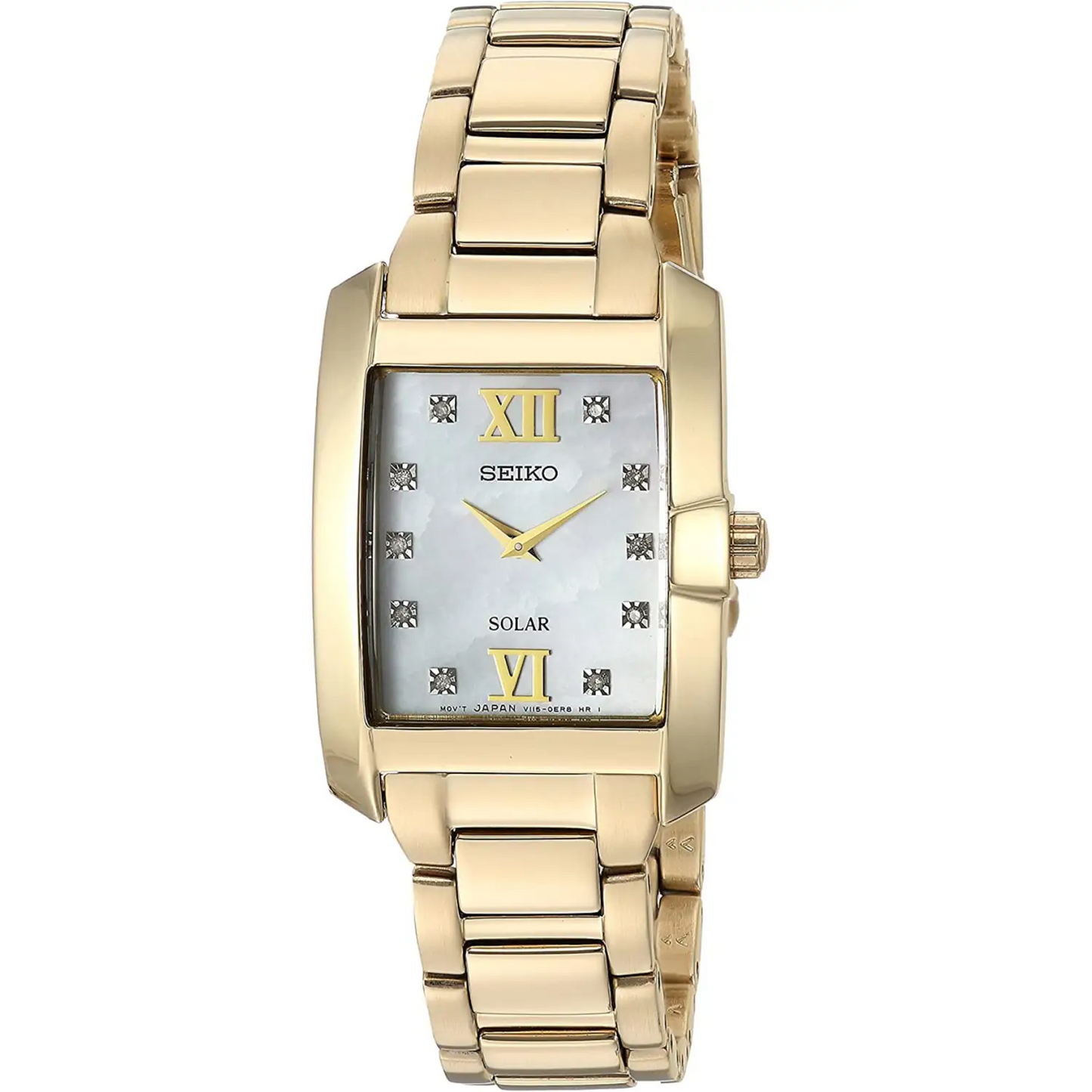 Seiko Women’s Diamonds Solar MOP Gold Tone Stainless Steel