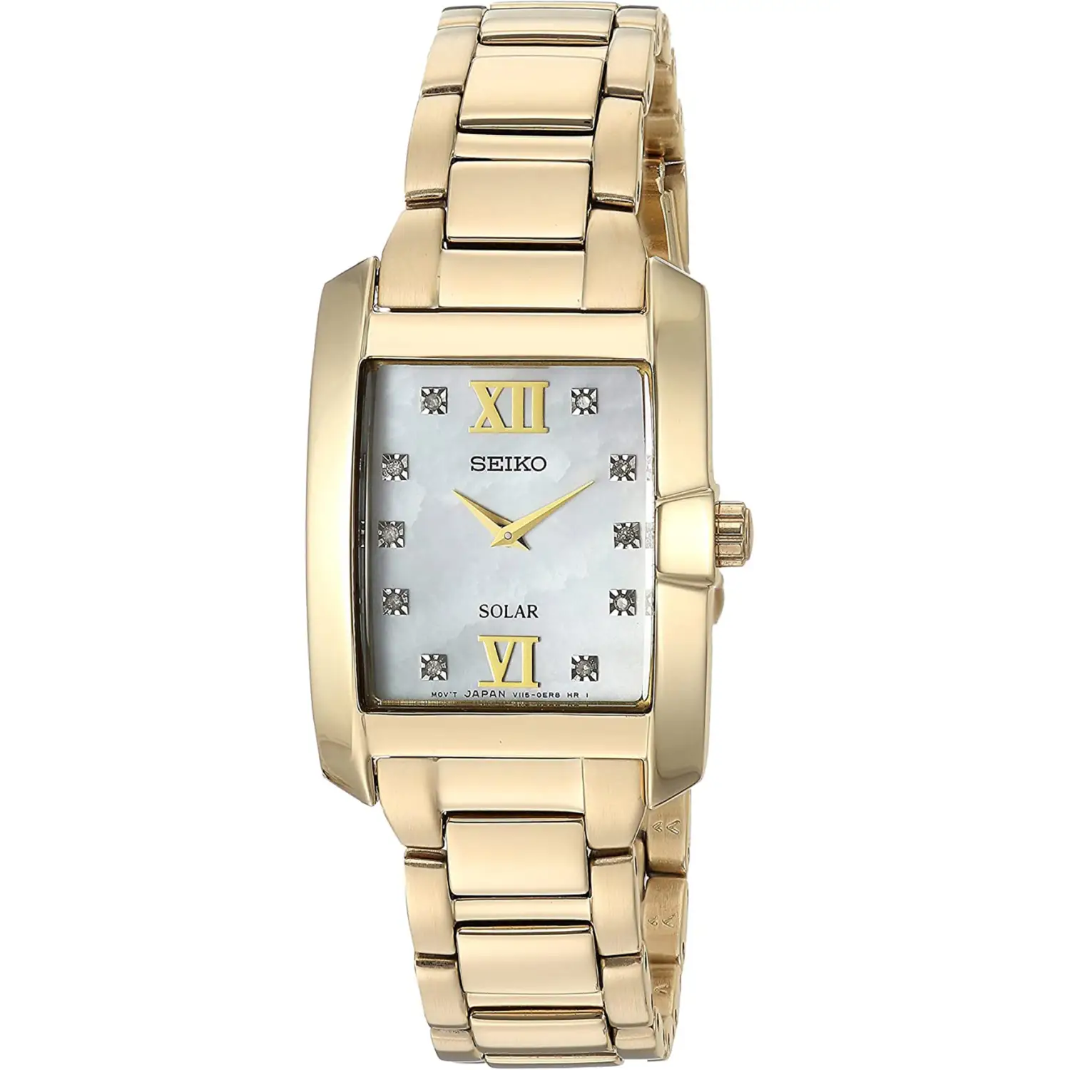 Seiko Women’s Diamonds Solar MOP Gold Tone Stainless Steel