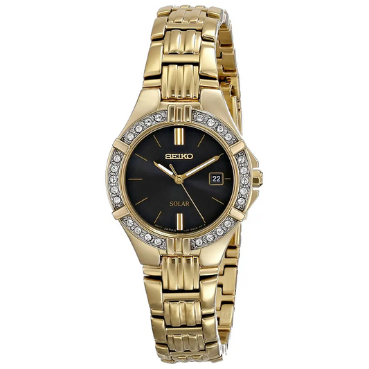 Seiko Women’s Solar Crystal Accents Gold Tone Stainless