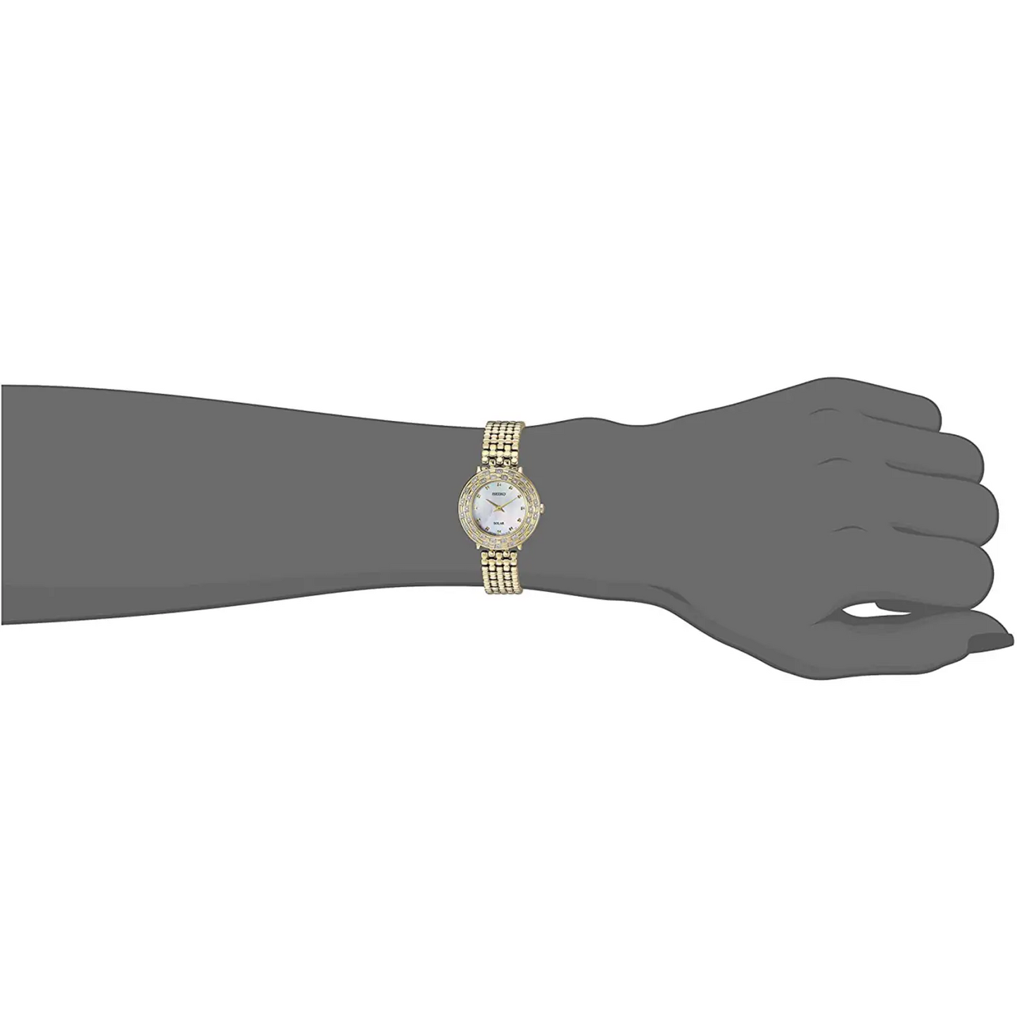 Seiko Women’s Tressia Solar Diamonds MOP Gold Tone Stainless