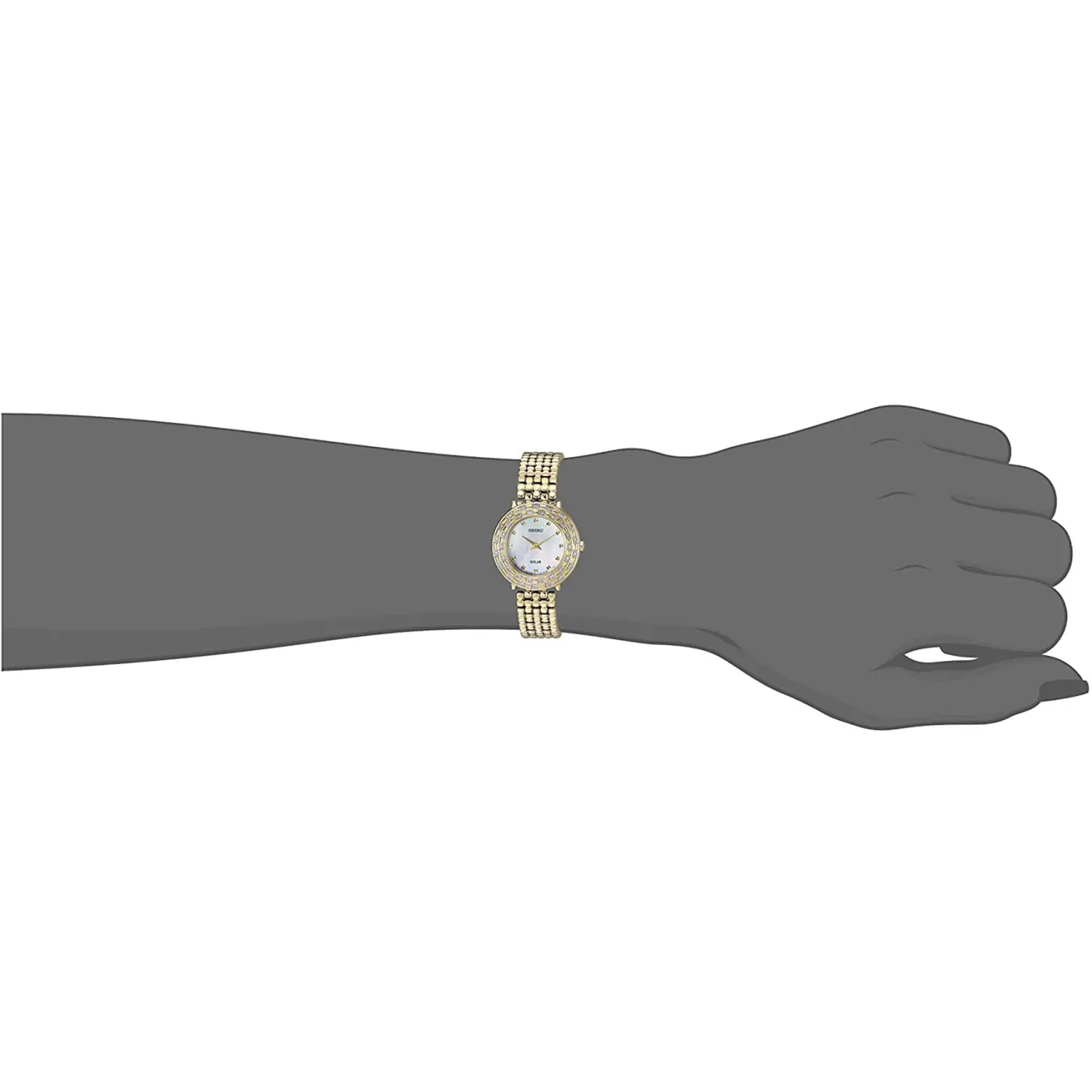 Seiko Women’s Tressia Solar Diamonds MOP Gold Tone Stainless