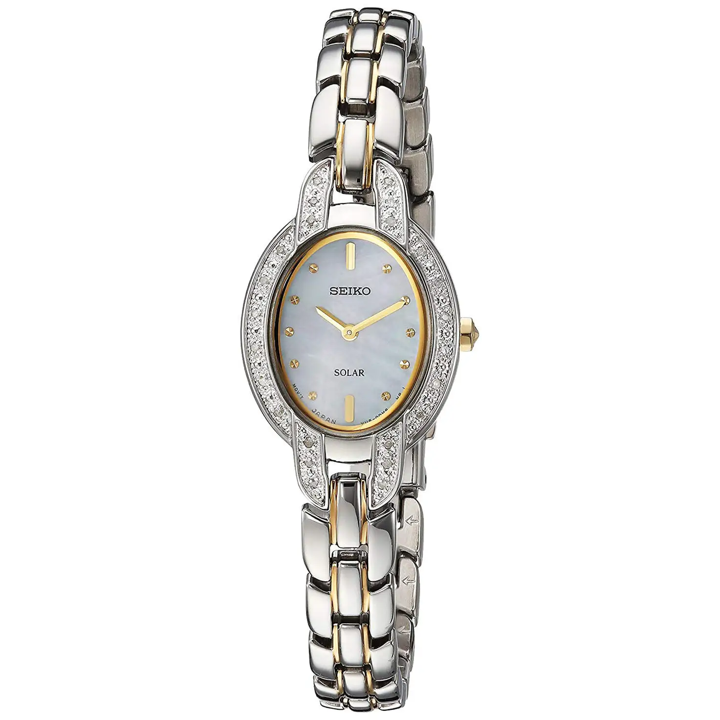 Seiko Women’s Tressia Solar MOP Diamonds Two Tone Stainless