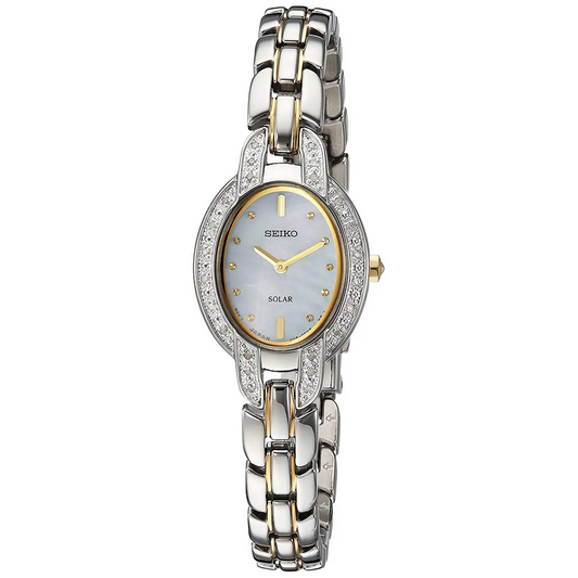 Seiko Women’s Tressia Solar MOP Diamonds Two Tone Stainless