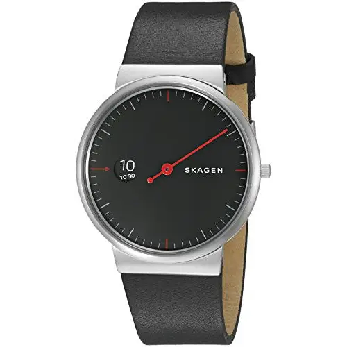 Skagen Men’s Ancher Analog Quartz Black Leather Watch