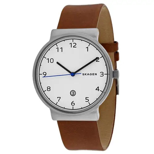 Skagen Men’s Ancher Stainless Steel Leather Watch SKW6433 -