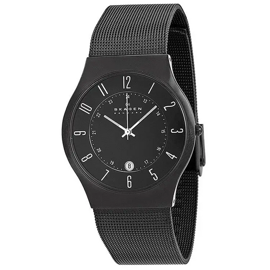 Skagen Men’s Grenen Black Titanium Case Stainless Steel Mesh
