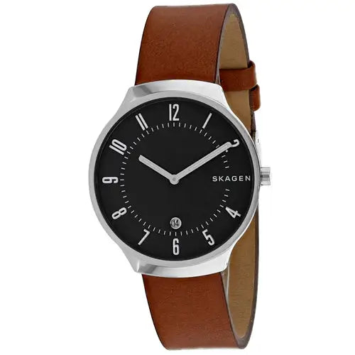 Skagen Men’s Grenen Stainless Steel Leather Watch SKW6457 -