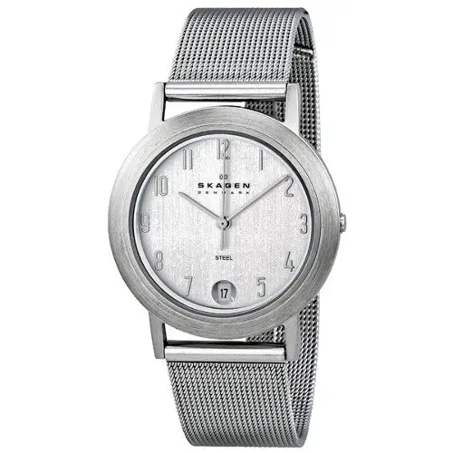 Skagen Silver Dial Stainless Steel Mesh Mens Watch 16LSSC -