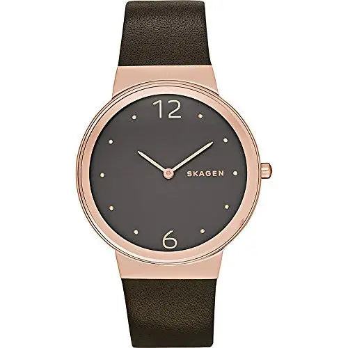 Skagen Women’s Freja Analog Quartz Rose Gold Brown Leather