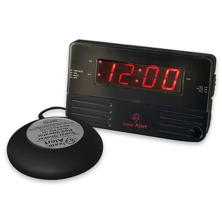 Sonic Alert Black Travel Shaking Vibrating Alarm Clock SB200