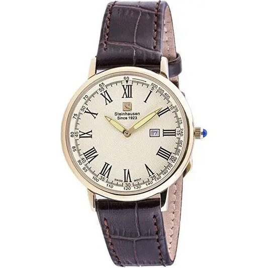 Steinhausen Men’s Altdorf Gold Tone Brown Leather Watch