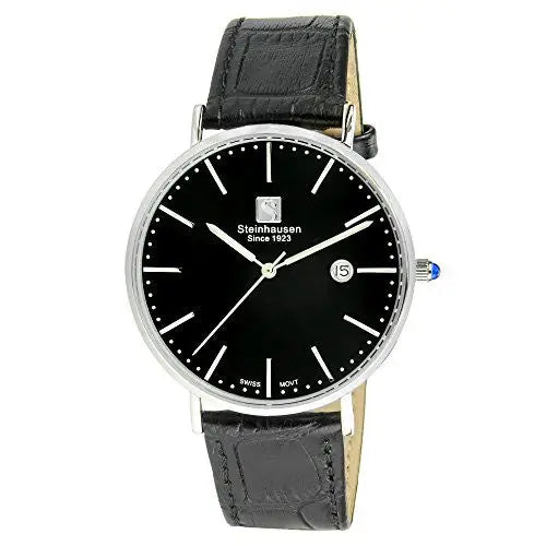 Steinhausen Men’s Burgdorf Stainless Steel Black Leather