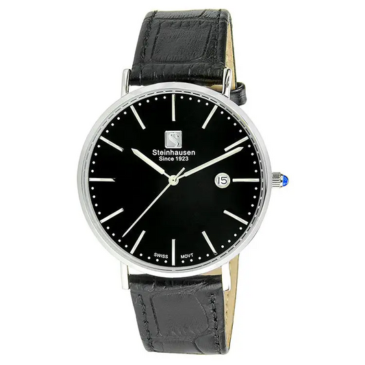 Steinhausen Men’s Burgdorf Stainless Steel Black Leather