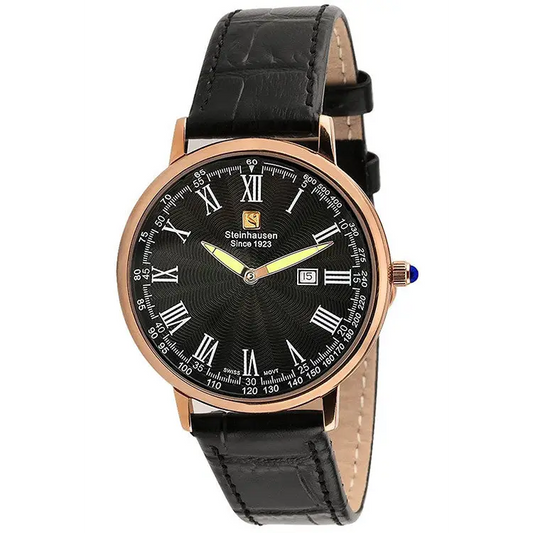 Steinhausen Men’s Swiss Quartz Rose Gold Tone S. Steel Black