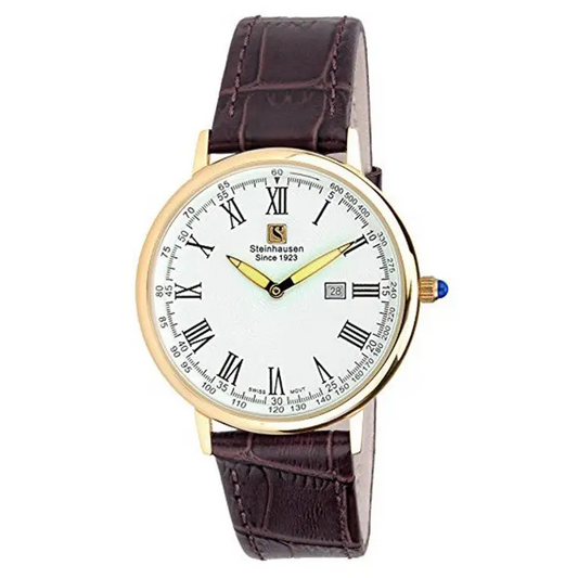 Steinhausen Men’s Swiss Quartz Rose Gold Tone S. Steel Brown