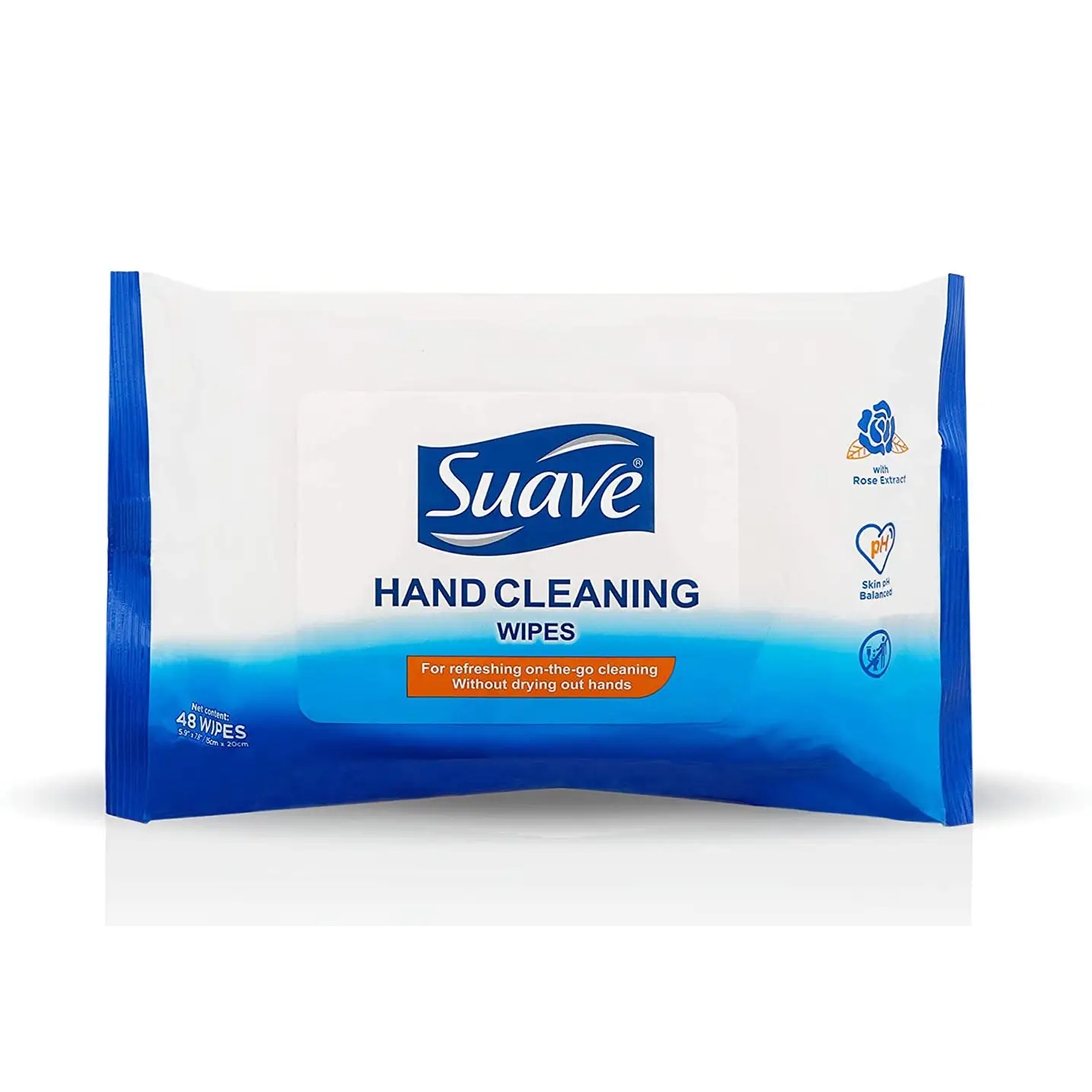 Suave Hand Cleaning PH Balanced Wipes with Rose Extract (48