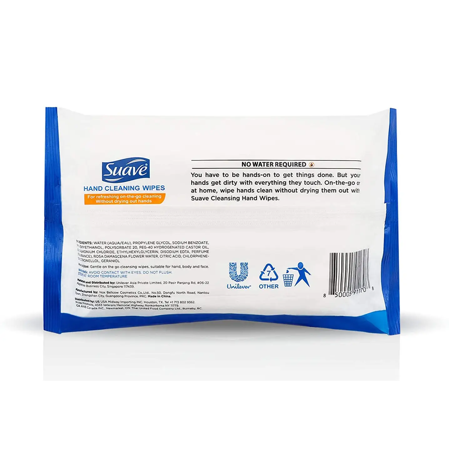 Suave Hand Cleaning PH Balanced Wipes with Rose Extract (48