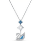 Swarovski Dazzling Swan Rhodium Plated White/Blue Crystals Y