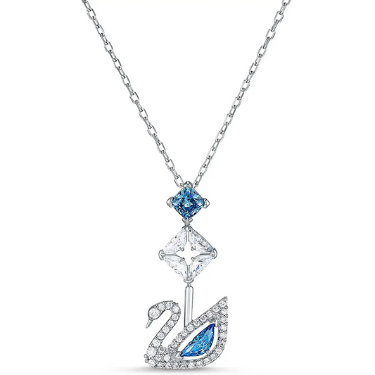 Swarovski Dazzling Swan Rhodium Plated White/Blue Crystals Y