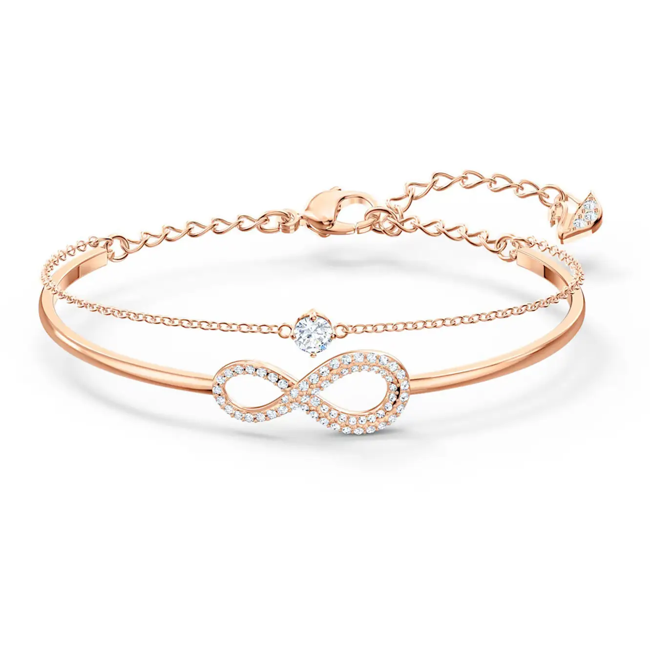 Swarovski Infinity Rose Gold White Crystals Bangle 5518871 -