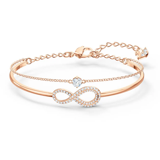 Swarovski Infinity Rose Gold White Crystals Bangle 5518871 -