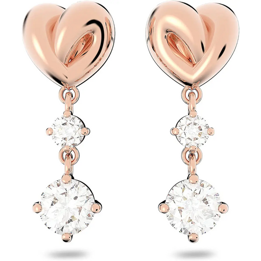 Swarovski Lifelong Heart Rose Gold Tone White Crystals Drop