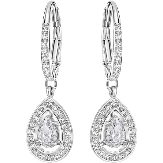 Swarovski Women’s Angelic Rhodium Plated Clear Crystal Drop