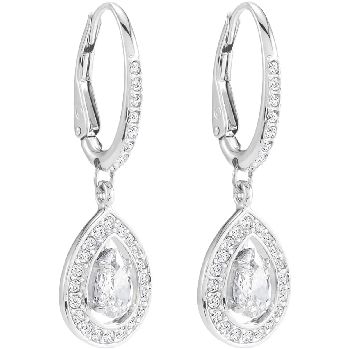 Swarovski Women’s Angelic Rhodium Plated Clear Crystal Drop