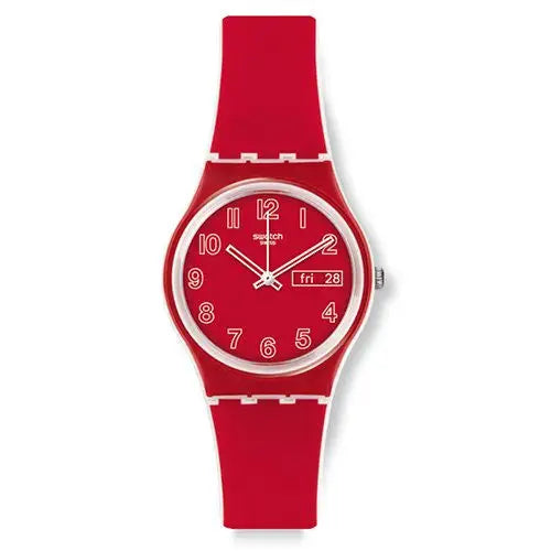 Swatch Men’s Poppy Field Analog Quartz Red Silicone Watch