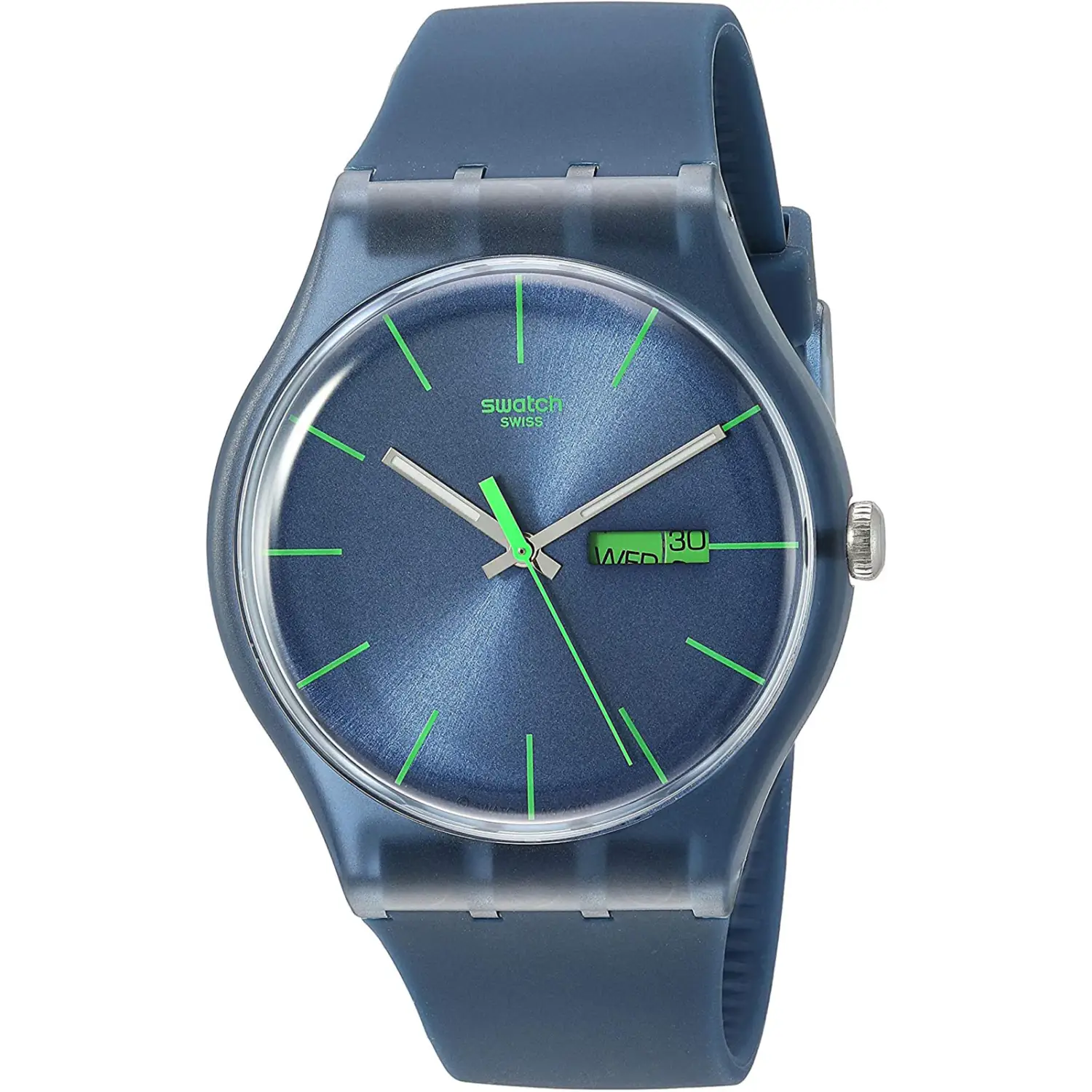 Swatch Women’s Blue Rebel Quartz Blue Plastic/Silicone Watch