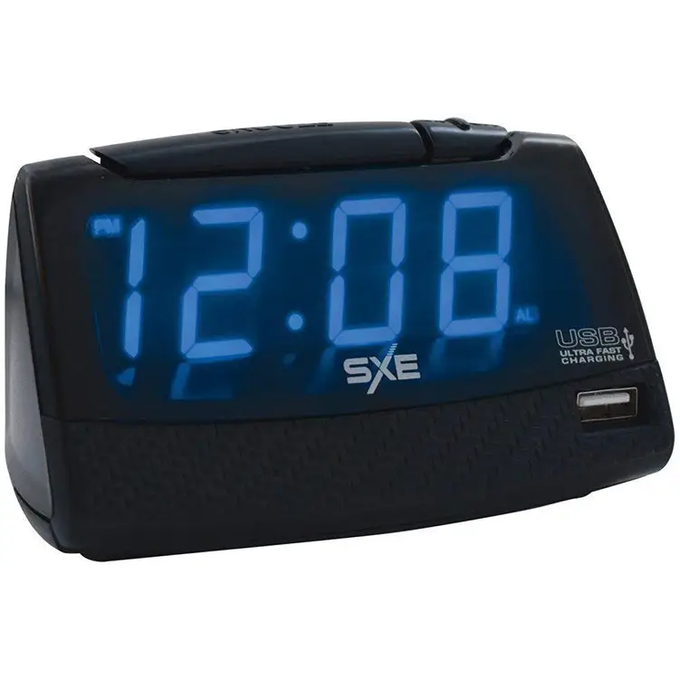Sxe Ultra Fast USB Charging Digital Alarm Clock (Black)