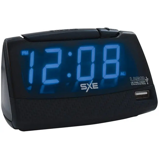 Sxe Ultra Fast USB Charging Digital Alarm Clock (Black)